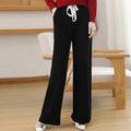 Knitted Straight-leg Wide-leg Pants Women's High Waist