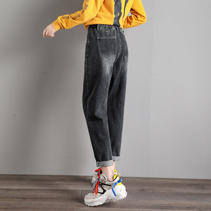 New Korean Style High Waist Loose Slim Harem Pants Trousers