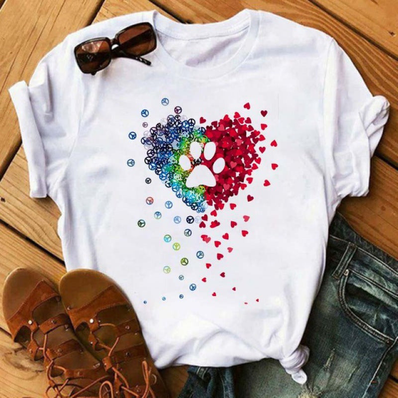 Retro Fashion Short Sleeve Plus Size Women's Cute T-shirt