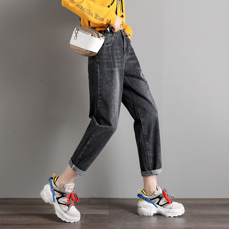 New Korean Style High Waist Loose Slim Harem Pants Trousers